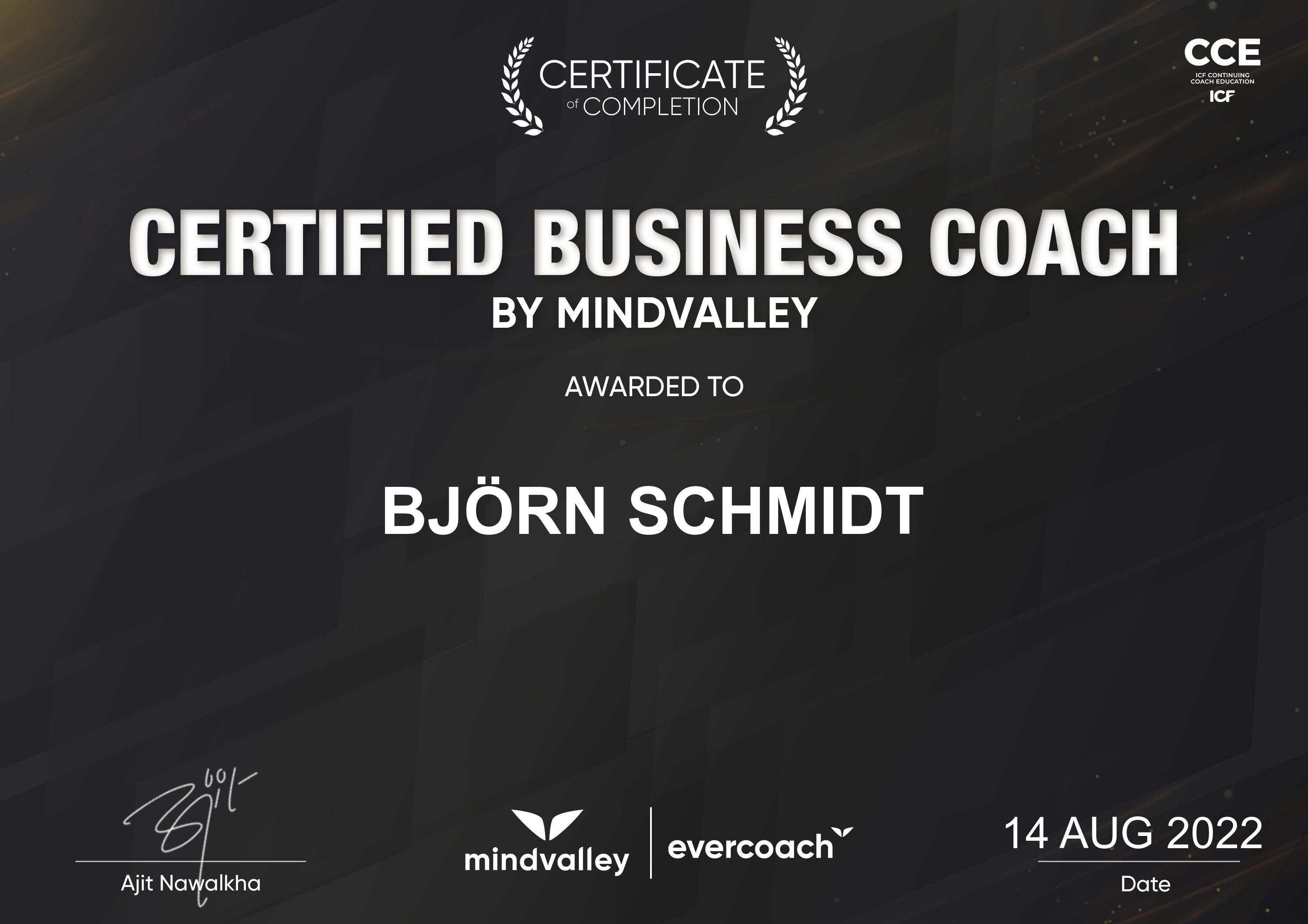 certificate business coach Bjoern Schmidt